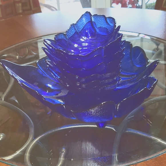 Vintage Tabletop Unlimited Lisbon Collection Cobalt Blue Leaf Serving Set 7PC - Picture 9 of 11